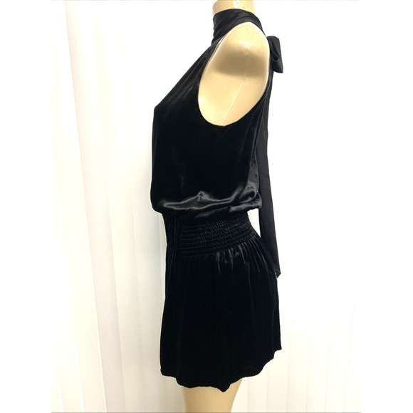Ramy Brook Paige Velvet Dress Black Mini Velour Sleeveless Mock Neck Tie… - Picture 5 of 10